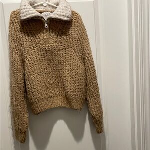 Zara Tan Sweater with Cream Turtleneck